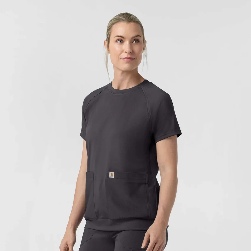 Blusa médica feminina Force Cross-Flex de malha com gola redonda