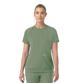 Blusa médica feminina Force Cross-Flex de malha com gola redonda