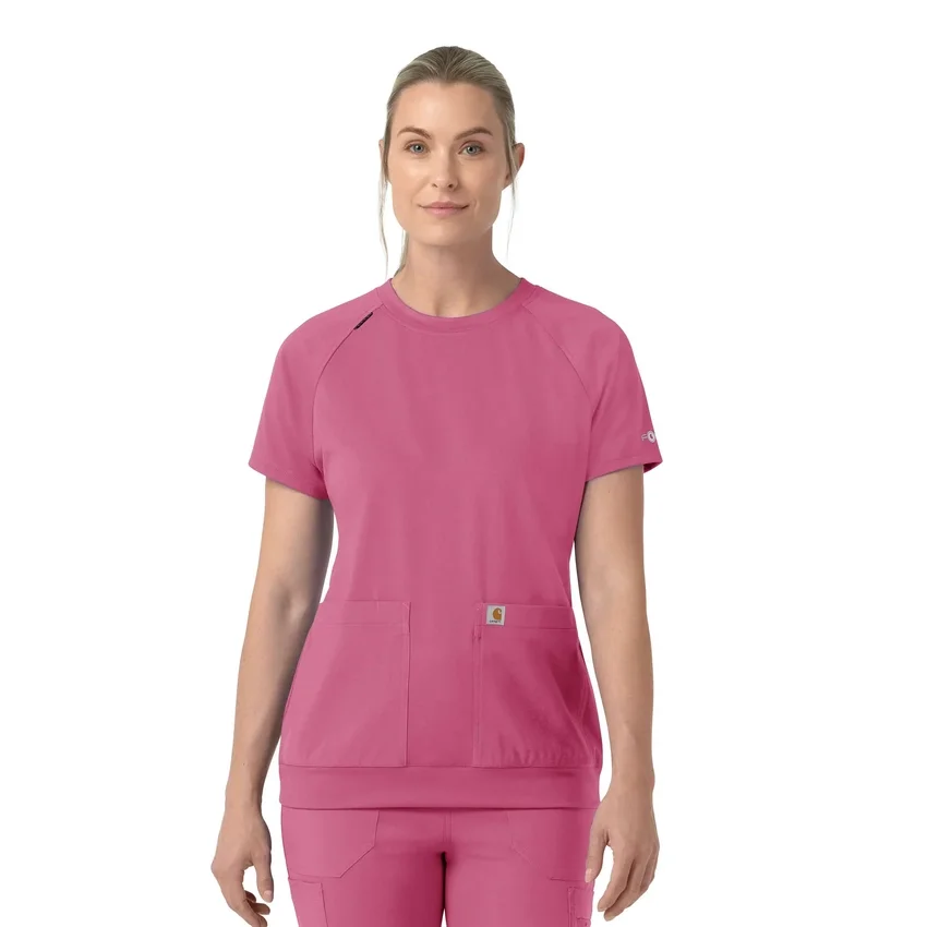 Blusa médica feminina Force Cross-Flex de malha com gola redonda