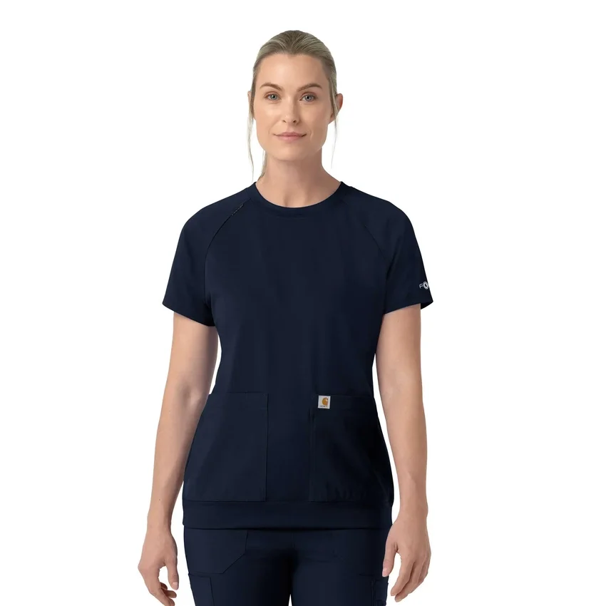 Blusa médica feminina Force Cross-Flex de malha com gola redonda