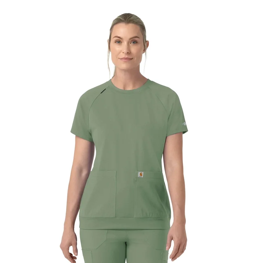Blusa médica feminina Force Cross-Flex de malha com gola redonda