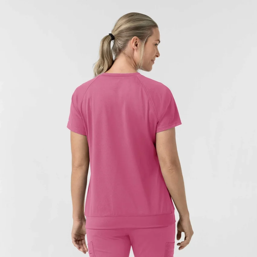 Blusa médica feminina Force Cross-Flex de malha com gola redonda