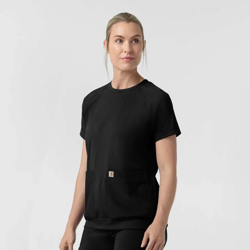Blusa médica feminina Force Cross-Flex de malha com gola redonda