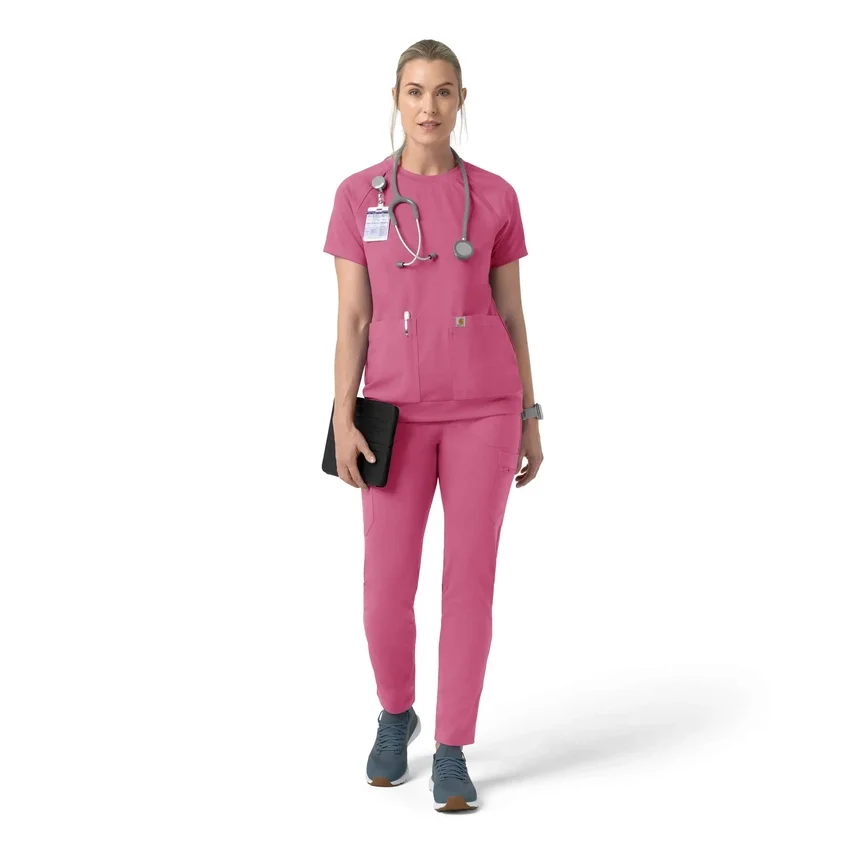 Blusa médica feminina Force Cross-Flex de malha com gola redonda