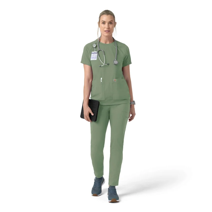 Blusa médica feminina Force Cross-Flex de malha com gola redonda