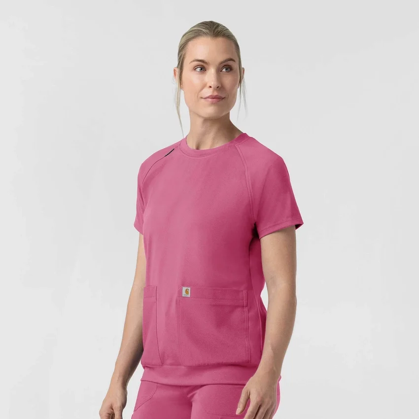Blusa médica feminina Force Cross-Flex de malha com gola redonda