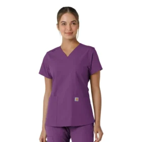 Blusa médica feminina Force Essentials com decote em V e painéis de malha