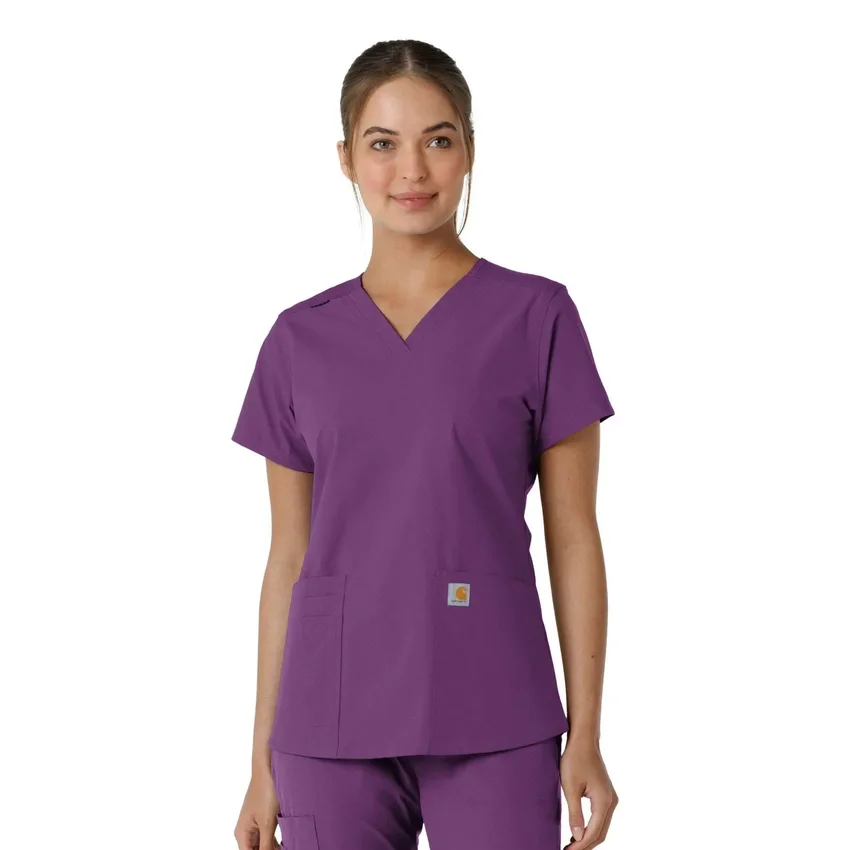 Blusa médica feminina Force Essentials com decote em V e painéis de malha