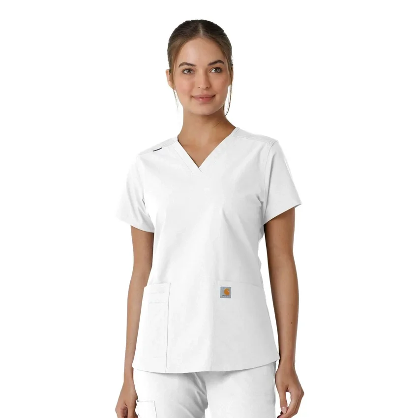 Blusa médica feminina Force Essentials com decote em V e painéis de malha