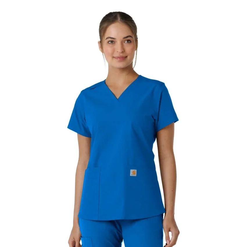 Blusa médica feminina Force Essentials com decote em V e painéis de malha