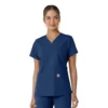 Blusa médica feminina Force Essentials com decote em V e painéis de malha