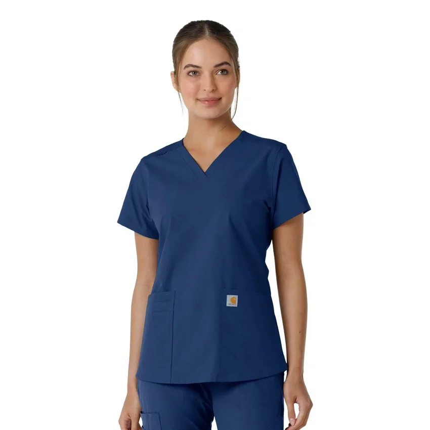 Blusa médica feminina Force Essentials com decote em V e painéis de malha