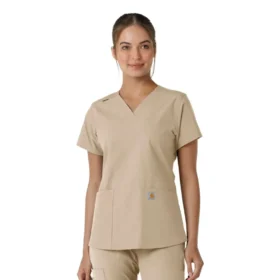Blusa médica feminina Force Essentials com decote em V e painéis de malha