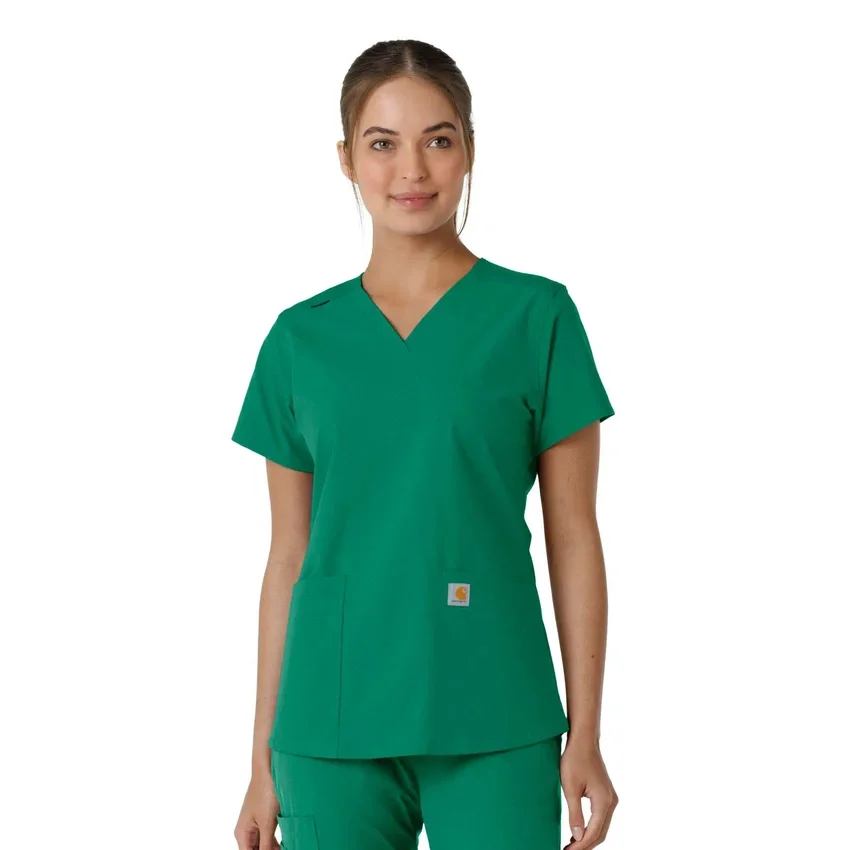 Blusa médica feminina Force Essentials com decote em V e painéis de malha