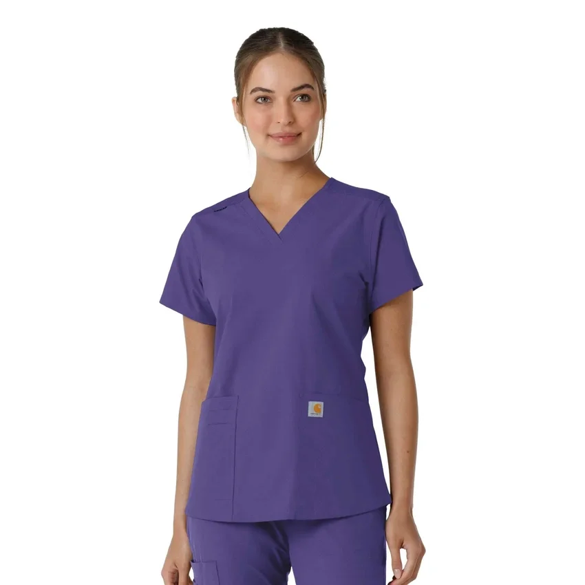 Blusa médica feminina Force Essentials com decote em V e painéis de malha