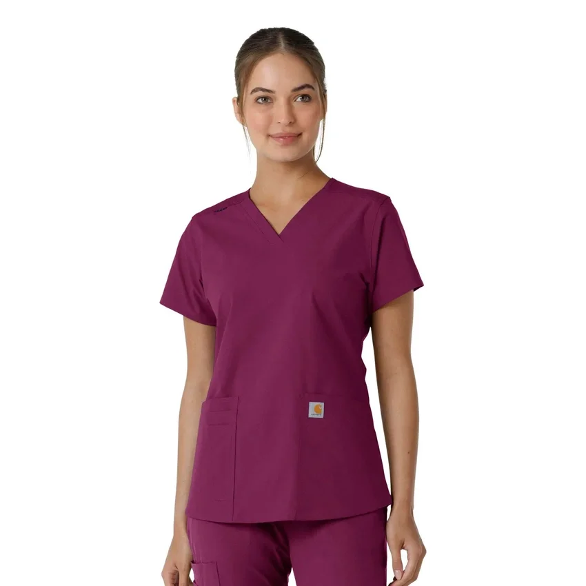 Blusa médica feminina Force Essentials com decote em V e painéis de malha