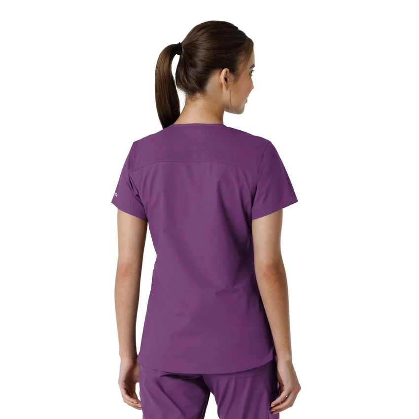 Blusa médica feminina Force Essentials com decote em V e painéis de malha