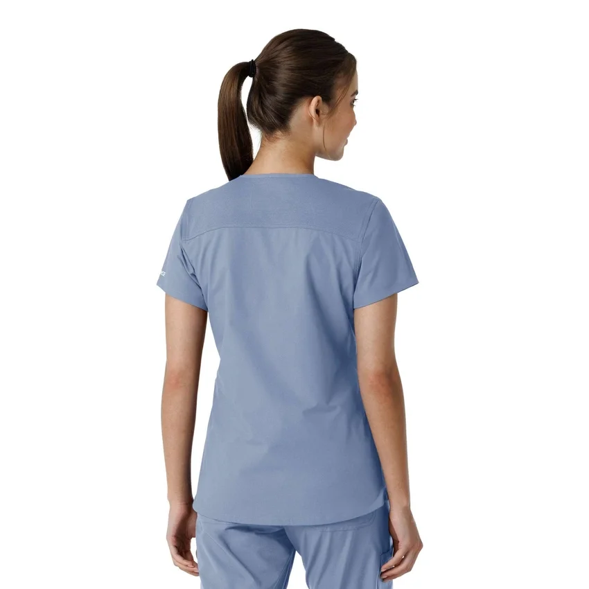 Blusa médica feminina Force Essentials com decote em V e painéis de malha