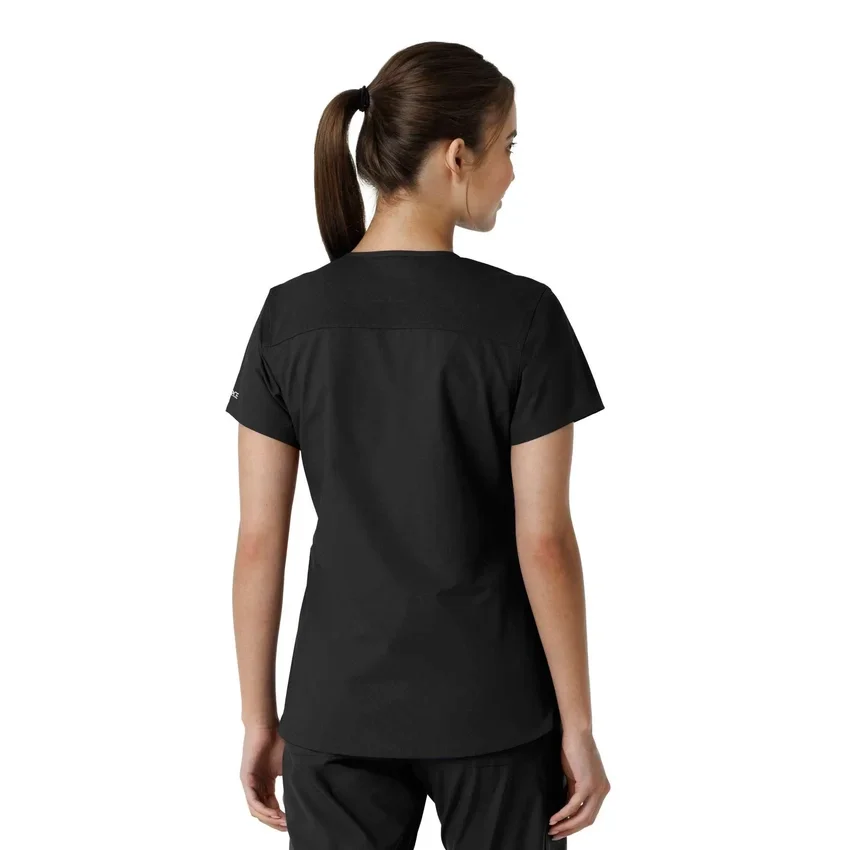 Blusa médica feminina Force Essentials com decote em V e painéis de malha