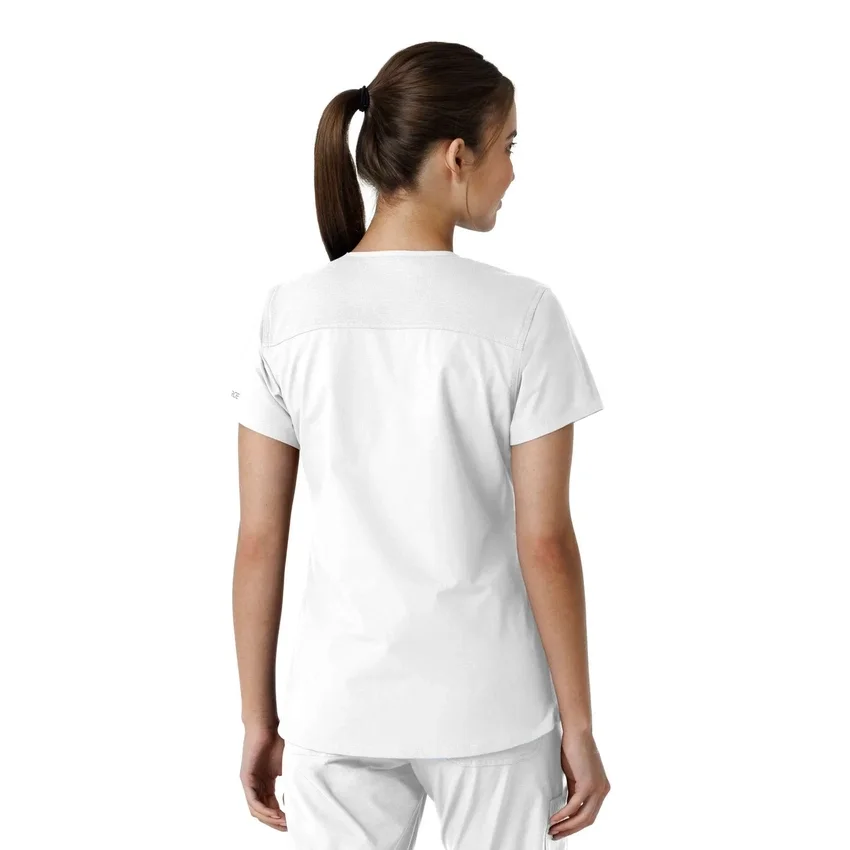 Blusa médica feminina Force Essentials com decote em V e painéis de malha
