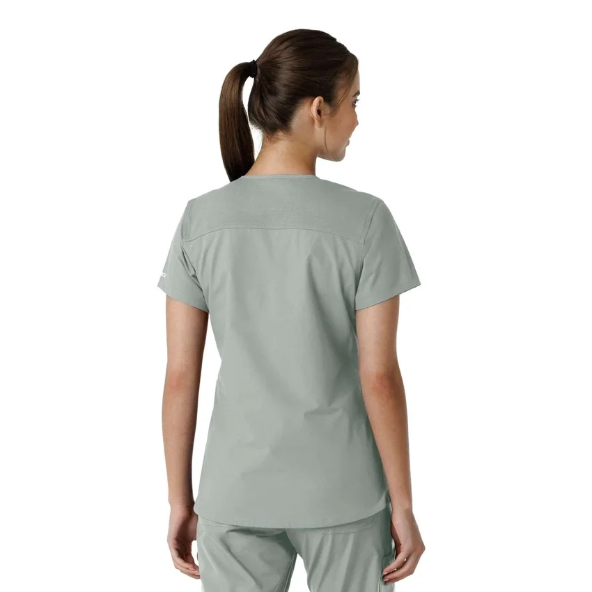 Blusa médica feminina Force Essentials com decote em V e painéis de malha