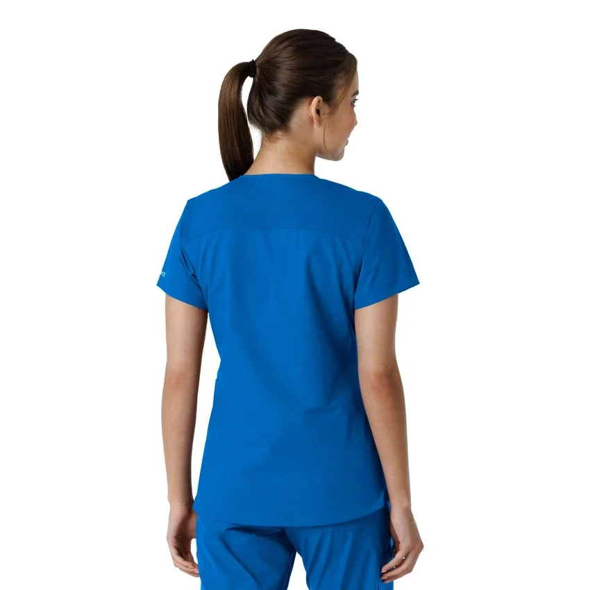 Blusa médica feminina Force Essentials com decote em V e painéis de malha