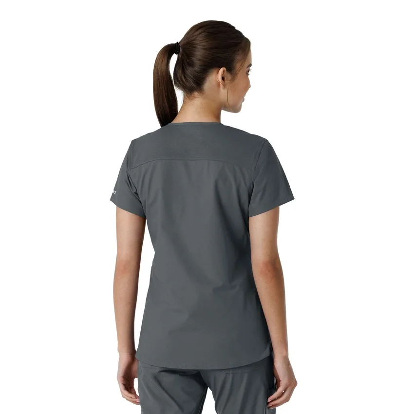 Blusa médica feminina Force Essentials com decote em V e painéis de malha