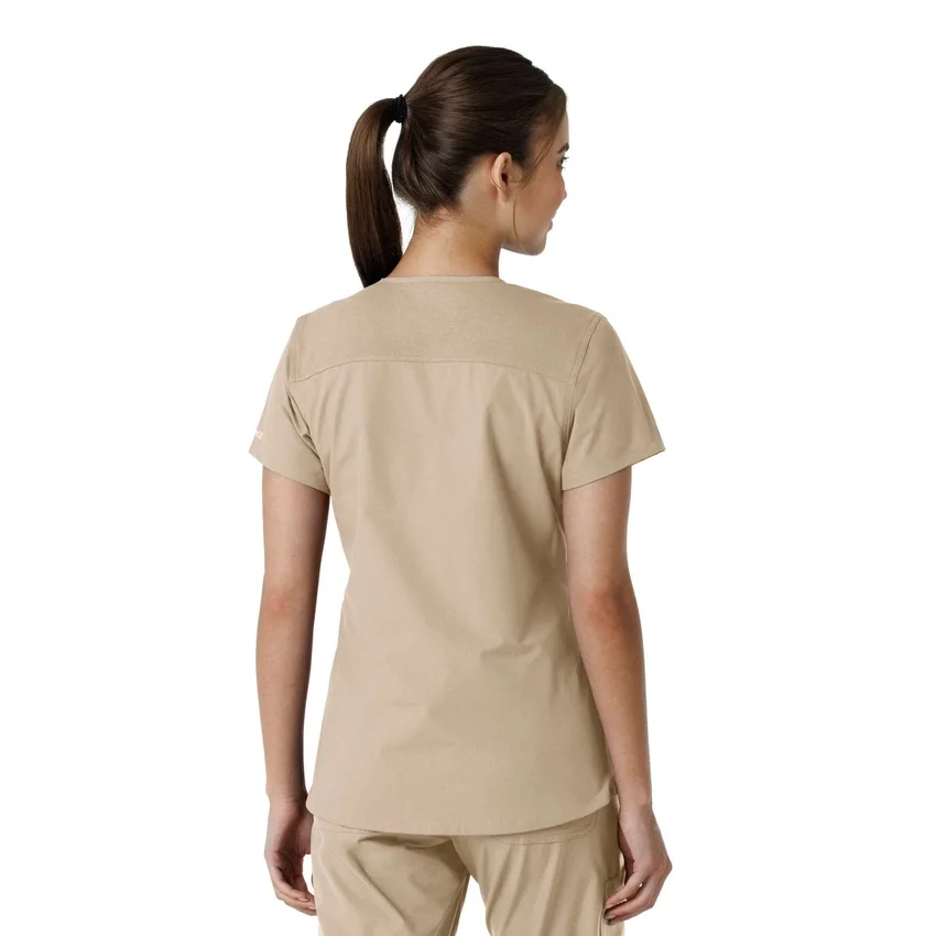 Blusa médica feminina Force Essentials com decote em V e painéis de malha