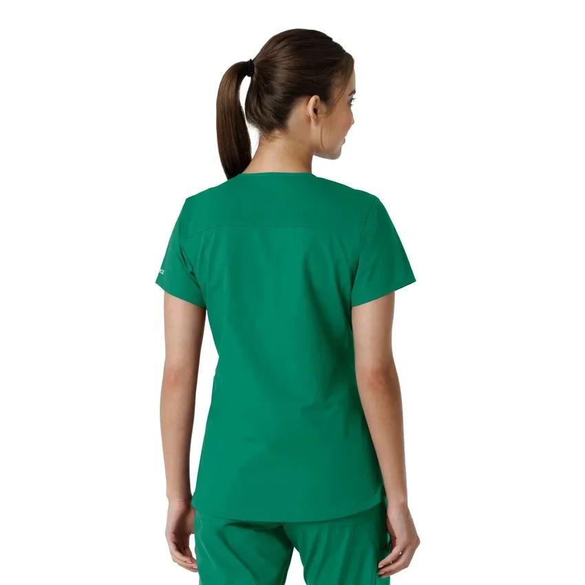 Blusa médica feminina Force Essentials com decote em V e painéis de malha