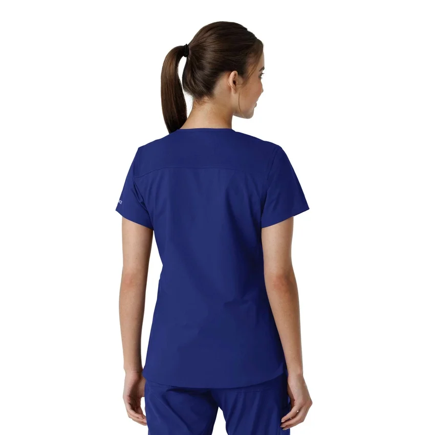 Blusa médica feminina Force Essentials com decote em V e painéis de malha