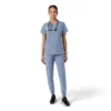 Blusa médica feminina Force Essentials com decote em V e painéis de malha