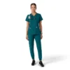 Blusa médica feminina Force Essentials com decote em V e painéis de malha