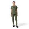 Blusa médica feminina Force Essentials com decote em V e painéis de malha