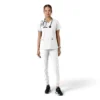 Blusa médica feminina Force Essentials com decote em V e painéis de malha