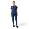 Blusa médica feminina Force Essentials com decote em V e painéis de malha