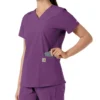 Blusa médica feminina Force Essentials com decote em V e painéis de malha