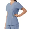 Blusa médica feminina Force Essentials com decote em V e painéis de malha