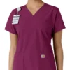 Blusa médica feminina Force Essentials com decote em V e painéis de malha