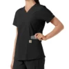 Blusa médica feminina Force Essentials com decote em V e painéis de malha