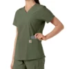 Blusa médica feminina Force Essentials com decote em V e painéis de malha