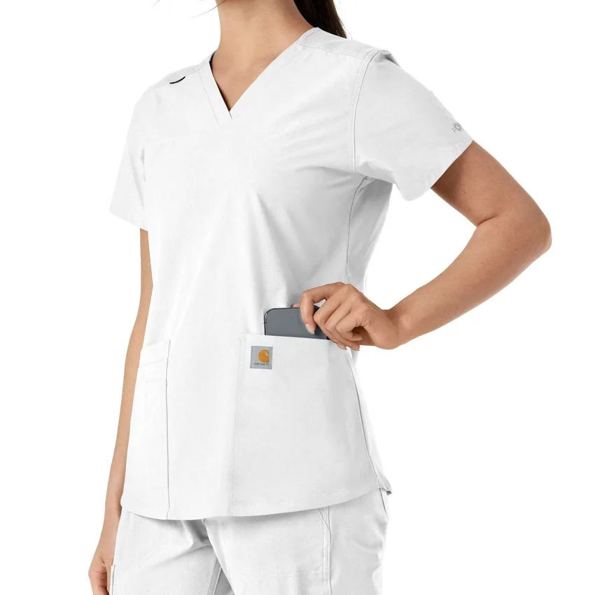 Blusa médica feminina Force Essentials com decote em V e painéis de malha