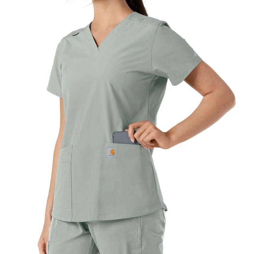 Blusa médica feminina Force Essentials com decote em V e painéis de malha