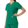 Blusa médica feminina Force Essentials com decote em V e painéis de malha