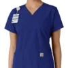 Blusa médica feminina Force Essentials com decote em V e painéis de malha