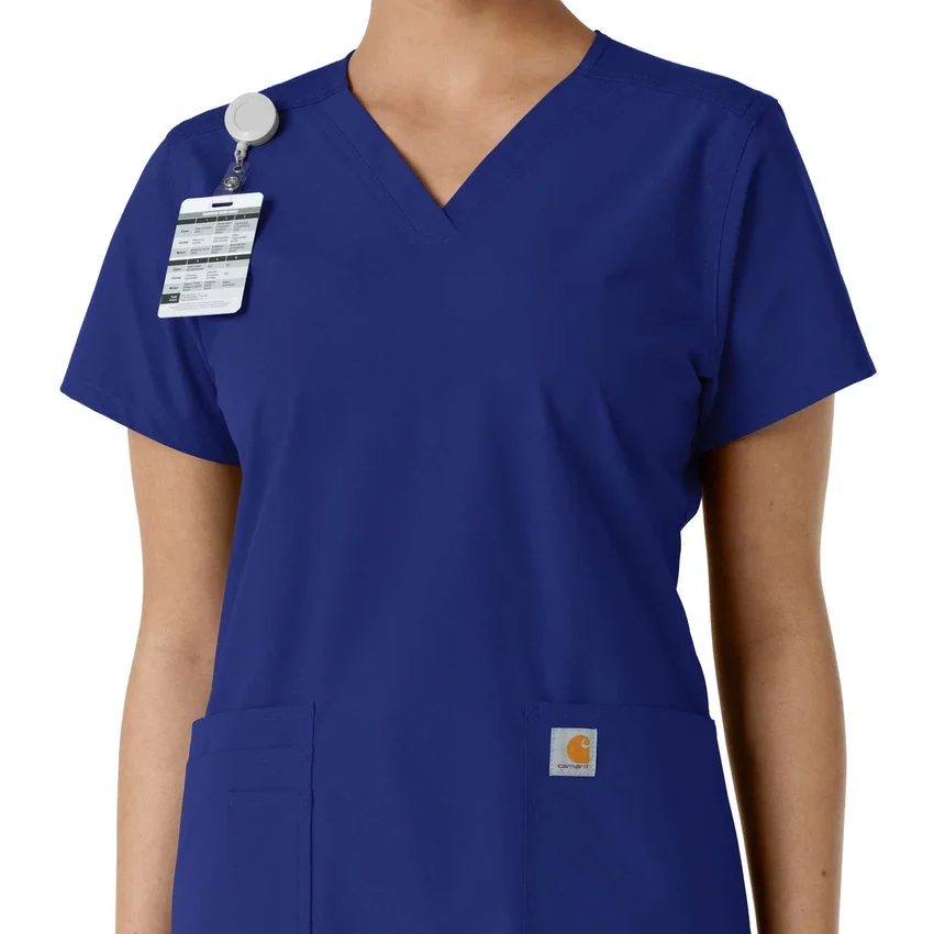 Blusa médica feminina Force Essentials com decote em V e painéis de malha