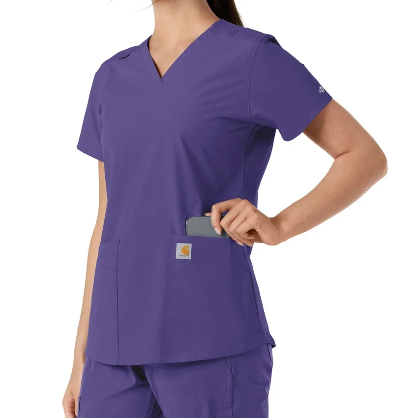 Blusa médica feminina Force Essentials com decote em V e painéis de malha