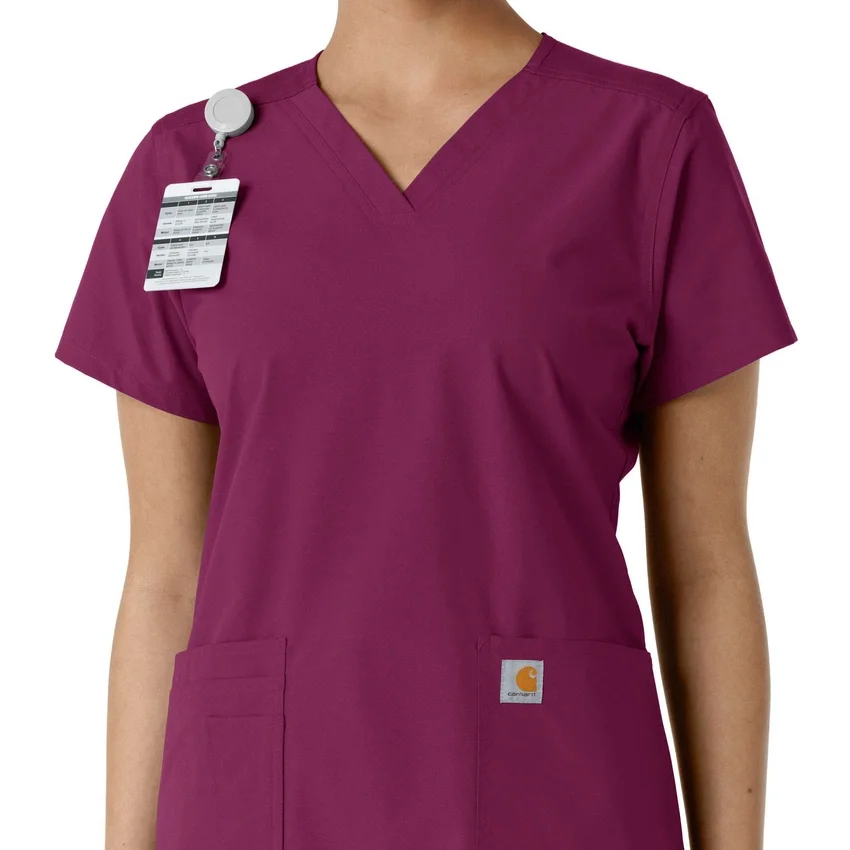 Blusa médica feminina Force Essentials com decote em V e painéis de malha