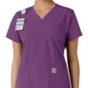 Blusa médica feminina Force Essentials com decote em V e painéis de malha