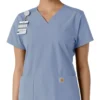 Blusa médica feminina Force Essentials com decote em V e painéis de malha