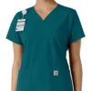 Blusa médica feminina Force Essentials com decote em V e painéis de malha